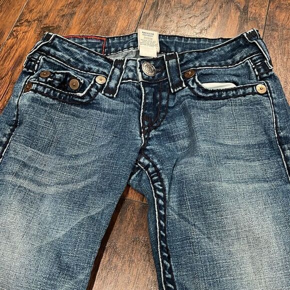 True Religion made in USA Johnny super t size 24 by 33 jeans chunky stitching - Picture 2 of 11